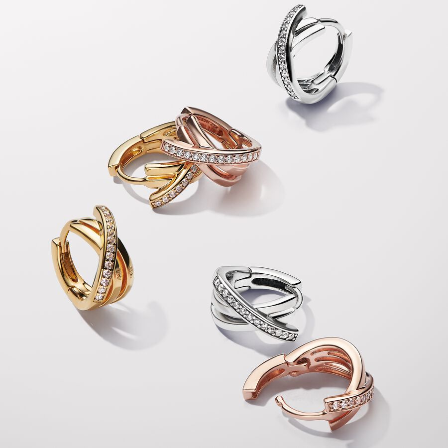 Pandora Crossover Pave Hoop Earrings