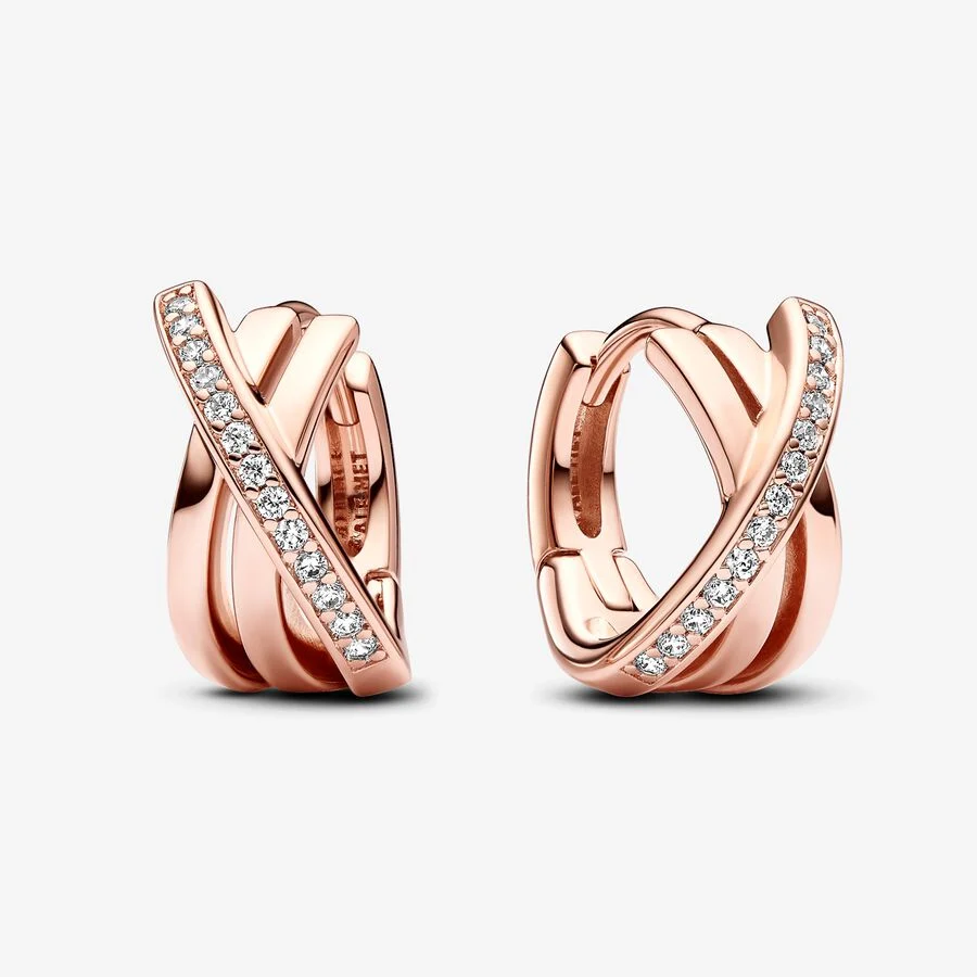 Pandora Crossover Pave Hoop Earrings