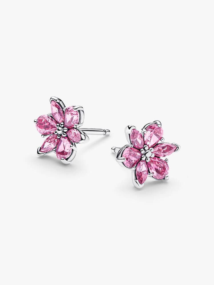 Pandora Herbarium Sparkling Pink Flower Stud Earrings