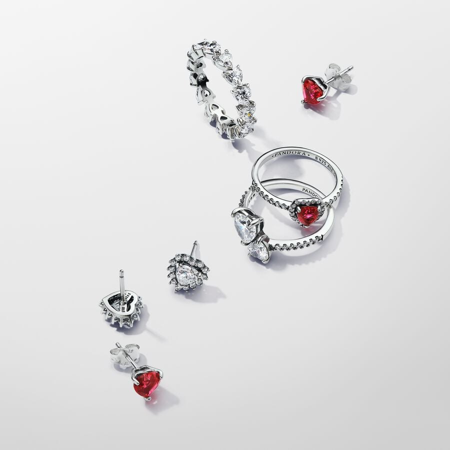 Pandora Sparkling Heart Halo Stud Earrings