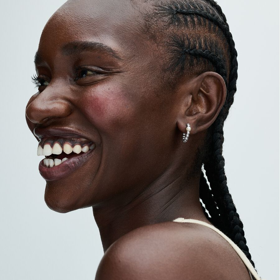 Pandora Treated Freshwater Cultured Pearl &amp; Beads Hoop Earrings