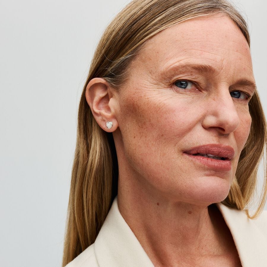 Pandora White Rose in Bloom Stud Earrings