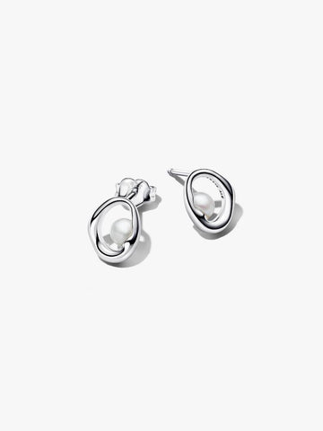 Pandora Organically Shaped Oval & Treated Freshwater Cultured Pearl Stud Earrings