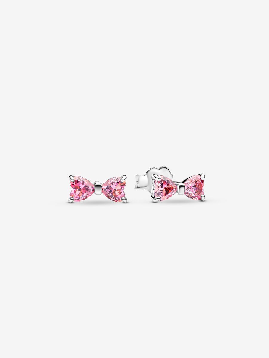 Pandora Sparkling Pink Bow Stud Earrings