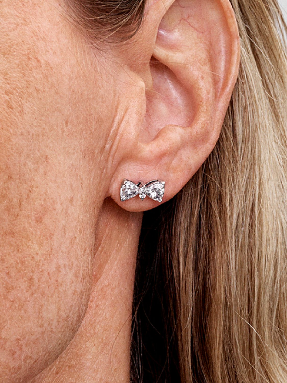 Pandora Sparkling Bow Sterling Silver Stud Earrings