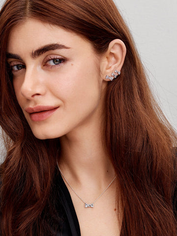 Pandora Sparkling Bow Sterling Silver Stud Earrings