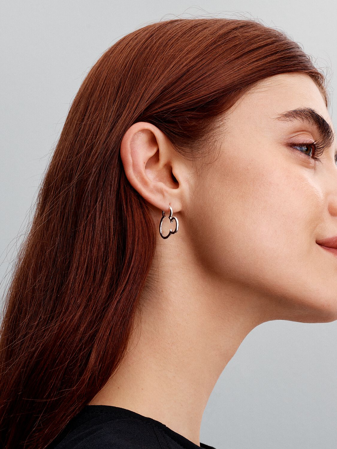 Pandora Disney Mickey Mouse Silhouette Hoop Earrings