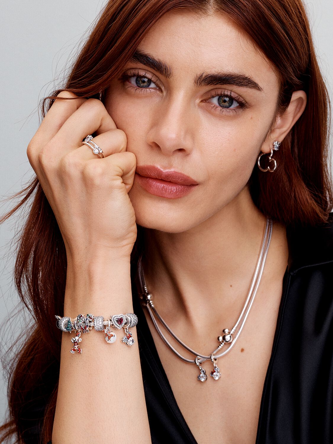 Pandora Disney Mickey Mouse Silhouette Hoop Earrings