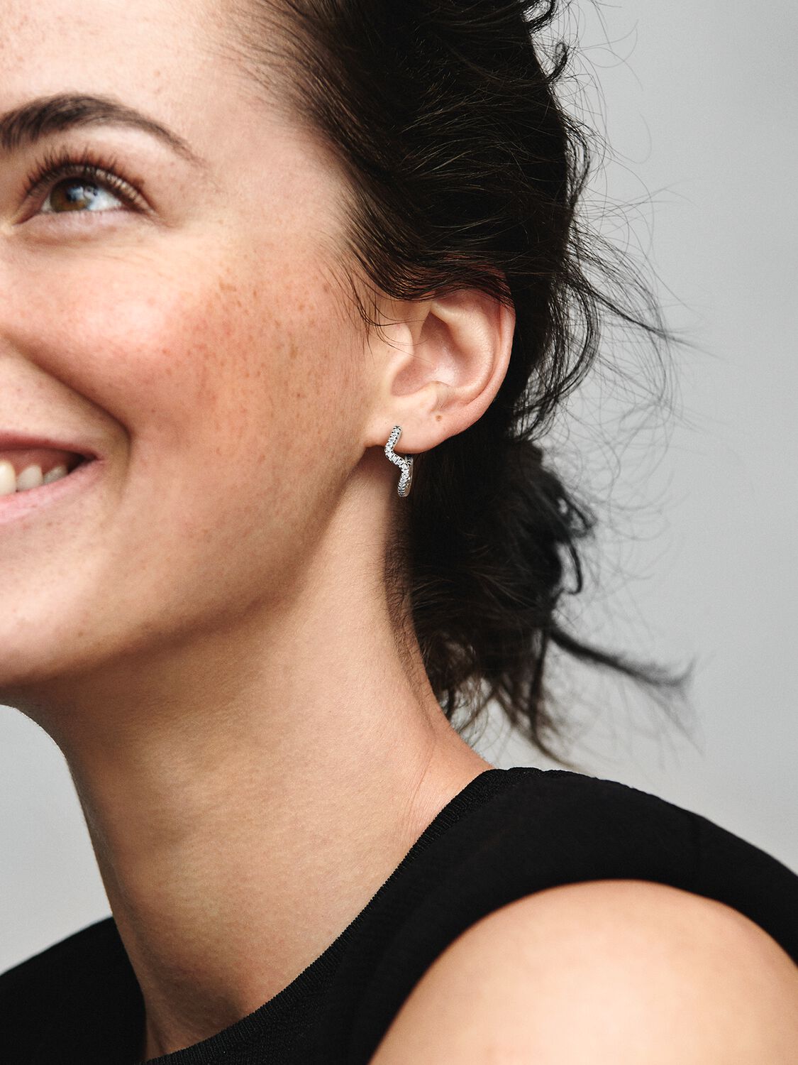 Pandora Sparkling Wave Hoop Earrings