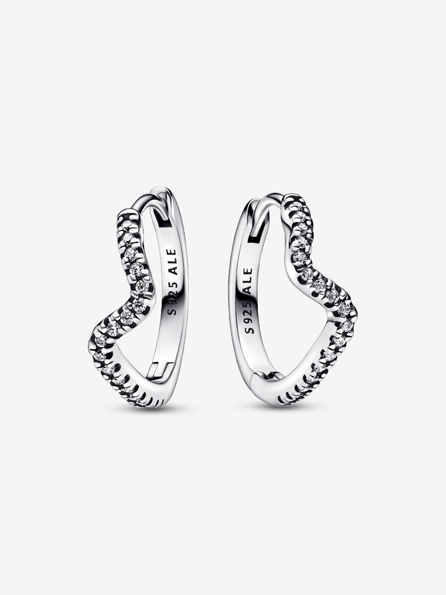 Pandora Sparkling Wave Hoop Earrings
