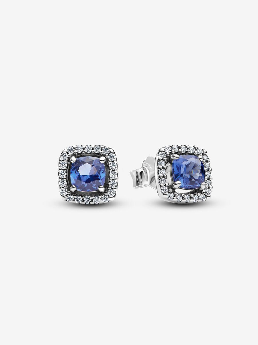 Pandora Sparkling Square Blue Halo Stud Earrings