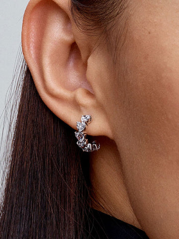 Pandora Sparkling Hearts Open Hoop Earrings