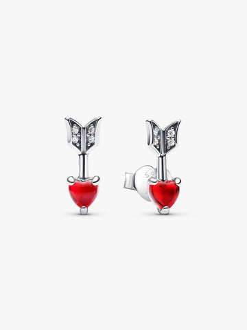 Pandora Arrow & Murano Glass Heart Stud Earrings