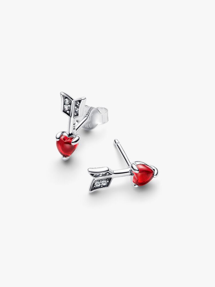 Pandora Arrow &amp; Murano Glass Heart Stud Earrings