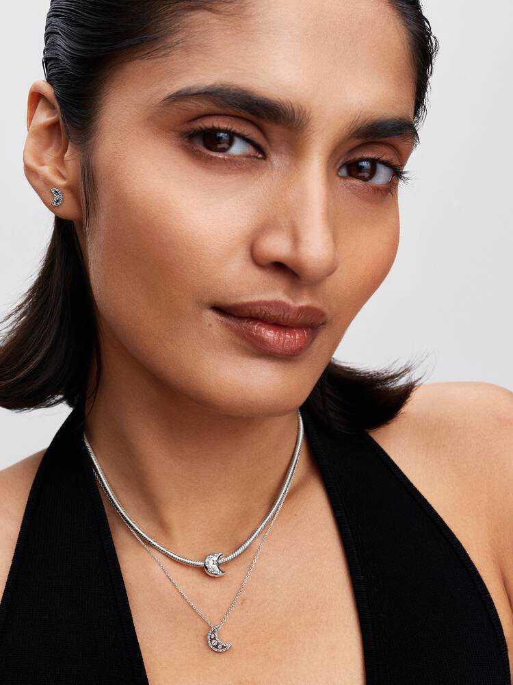 Pandora Sparkling Moon Stud Earrings