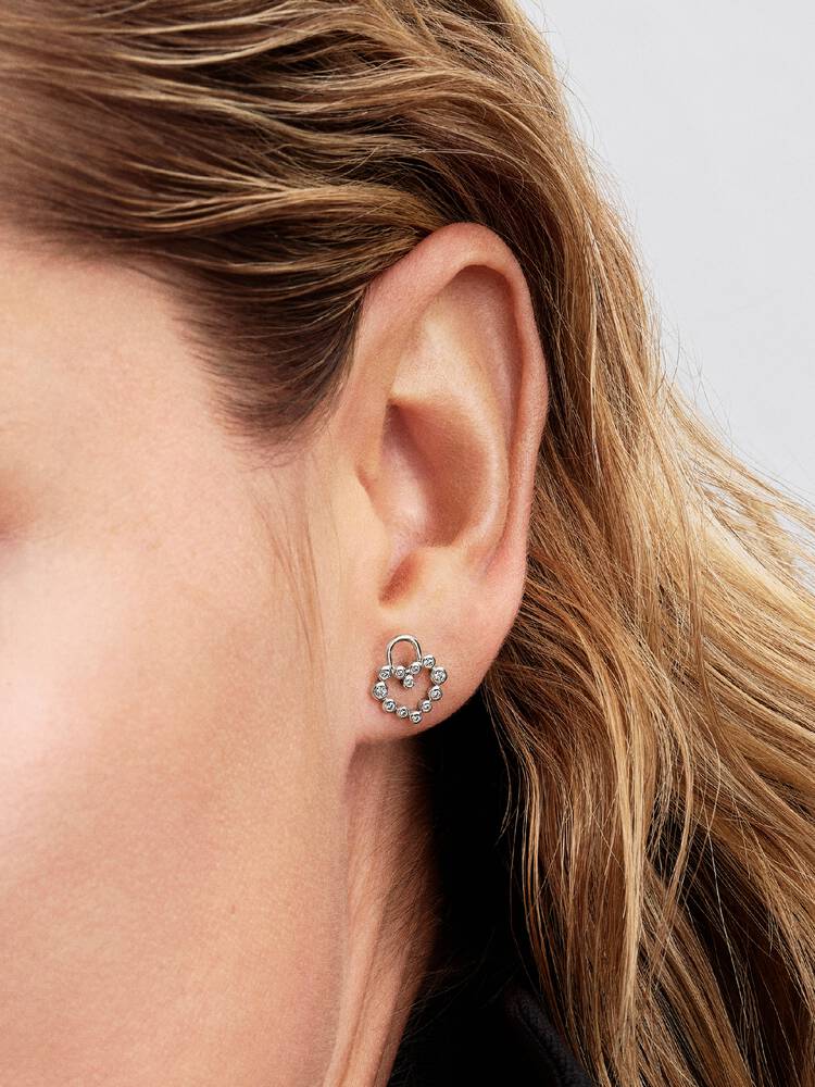 Pandora Sparkling Heart Padlock Stud Earrings