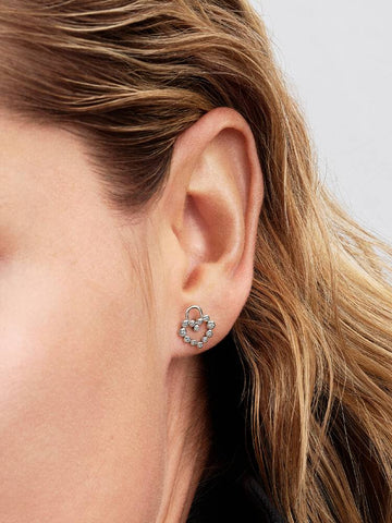 Pandora Sparkling Heart Padlock Stud Earrings