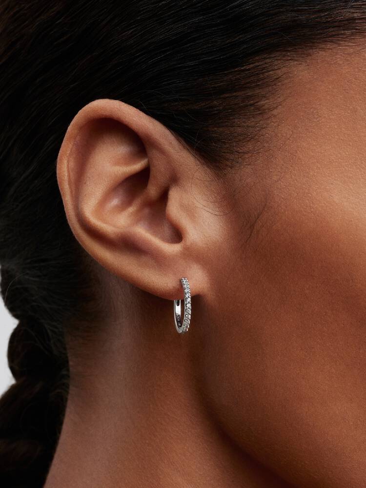 Pandora Sterling Silver Sparkling Mini Hoop Earrings
