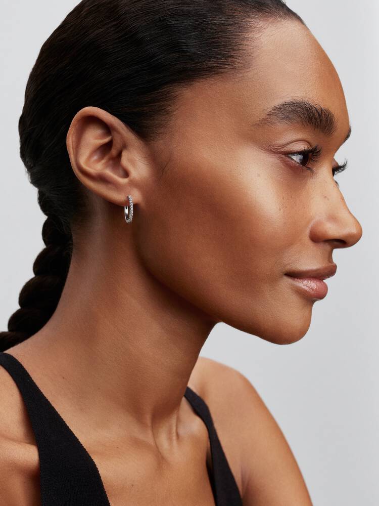 Pandora Sterling Silver Sparkling Mini Hoop Earrings