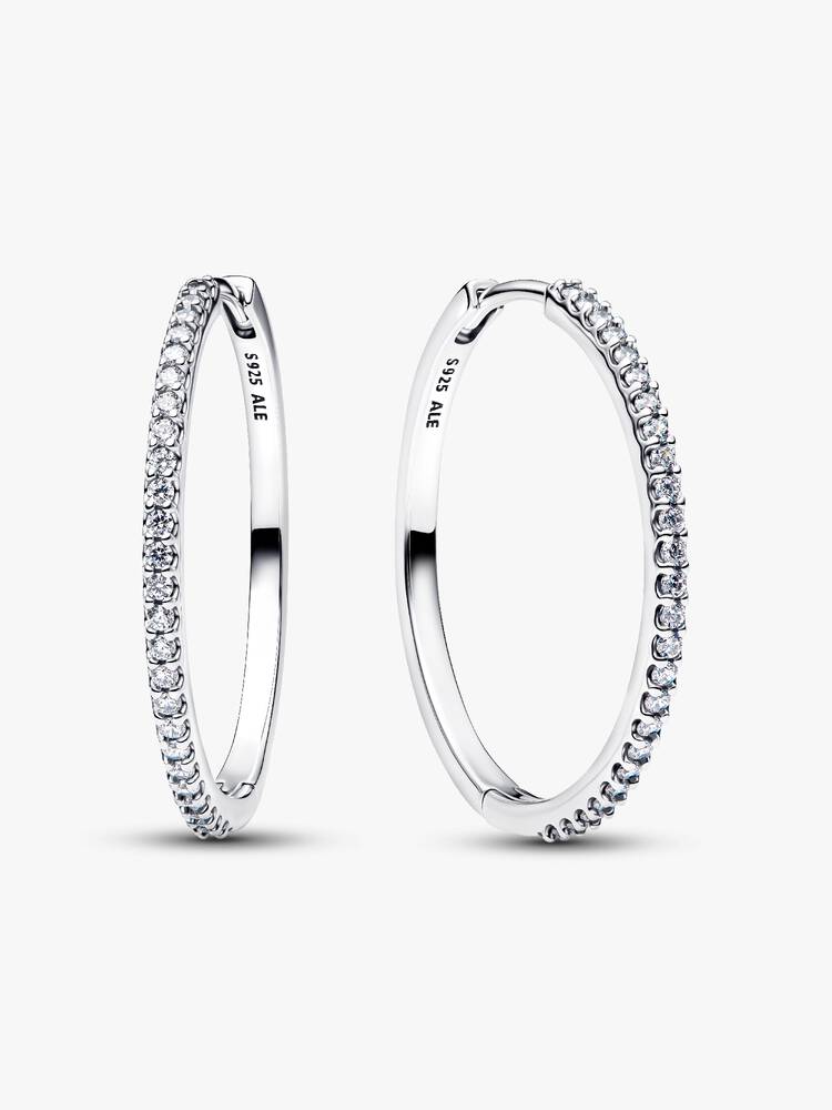 Pandora Sterling Silver Sparkling Hoop Earrings