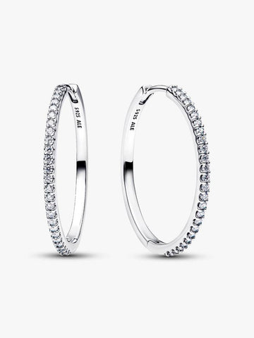 Pandora Sterling Silver Sparkling Hoop Earrings