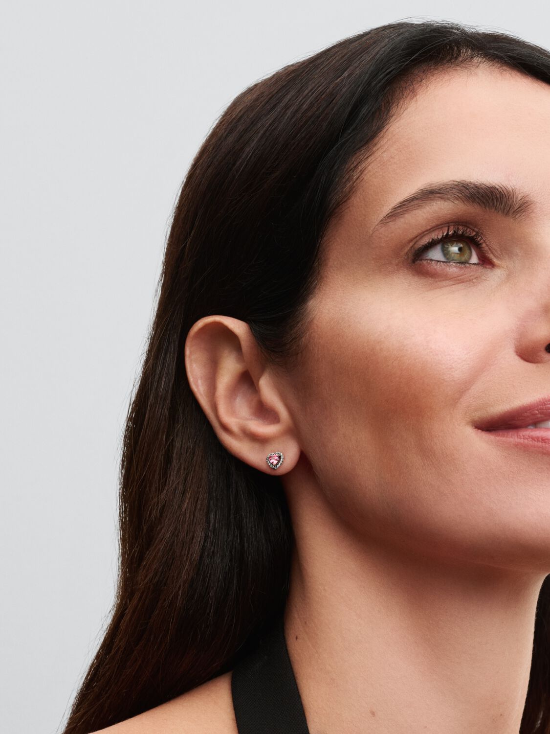 Pandora Elevated Pink Heart Stud Earrings