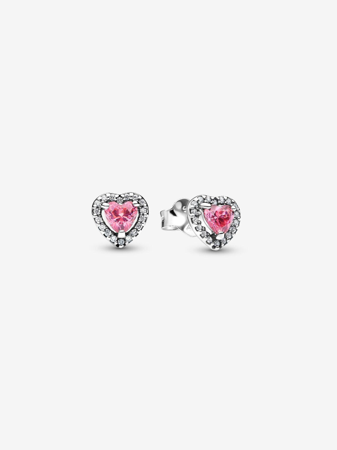 Pandora Elevated Pink Heart Stud Earrings