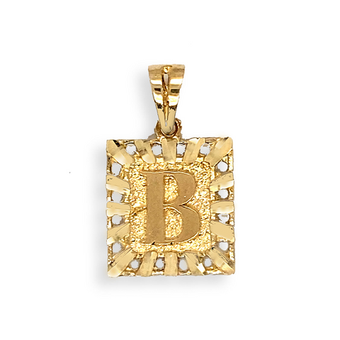 10 Karat Yellow Gold Initial Letter B Square Pendant