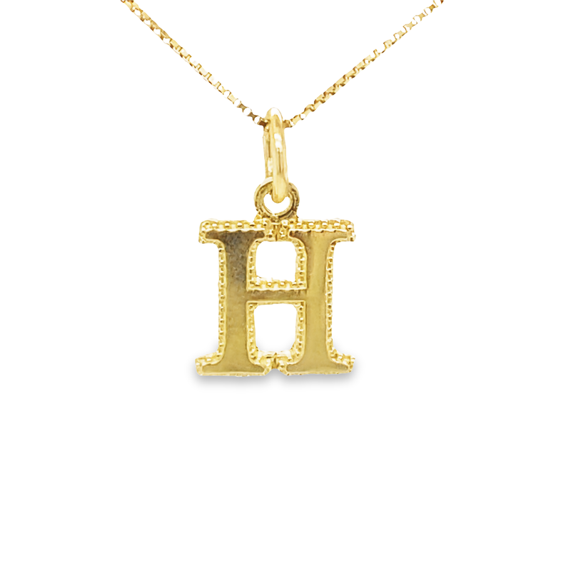10K Yellow Gold Initial Letter H Pendant