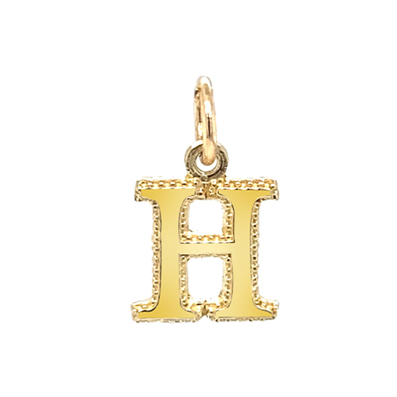 10K Yellow Gold Initial Letter H Pendant