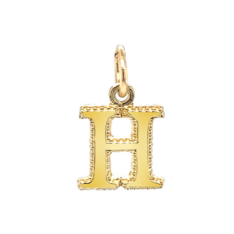 10K Yellow Gold Initial Letter H Pendant