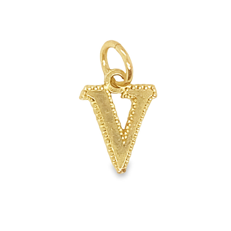 10K Yellow Gold Initial Letter V Pendant