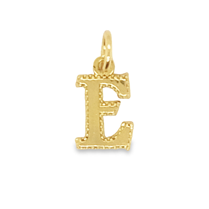 10K Yellow Gold Initial Letter E Pendant