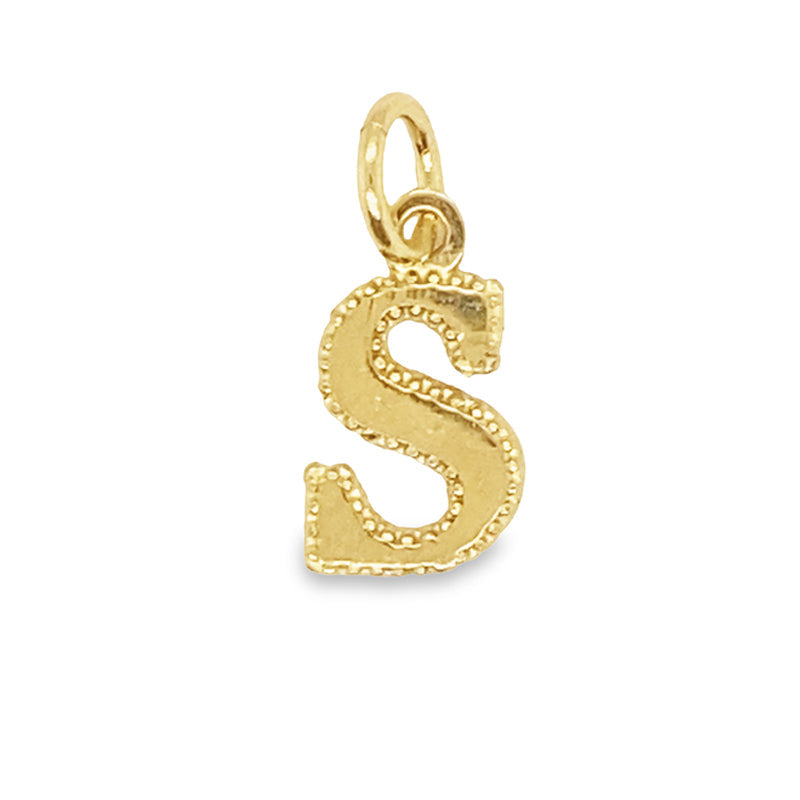 10K Yellow Gold Initial Letter S Pendant