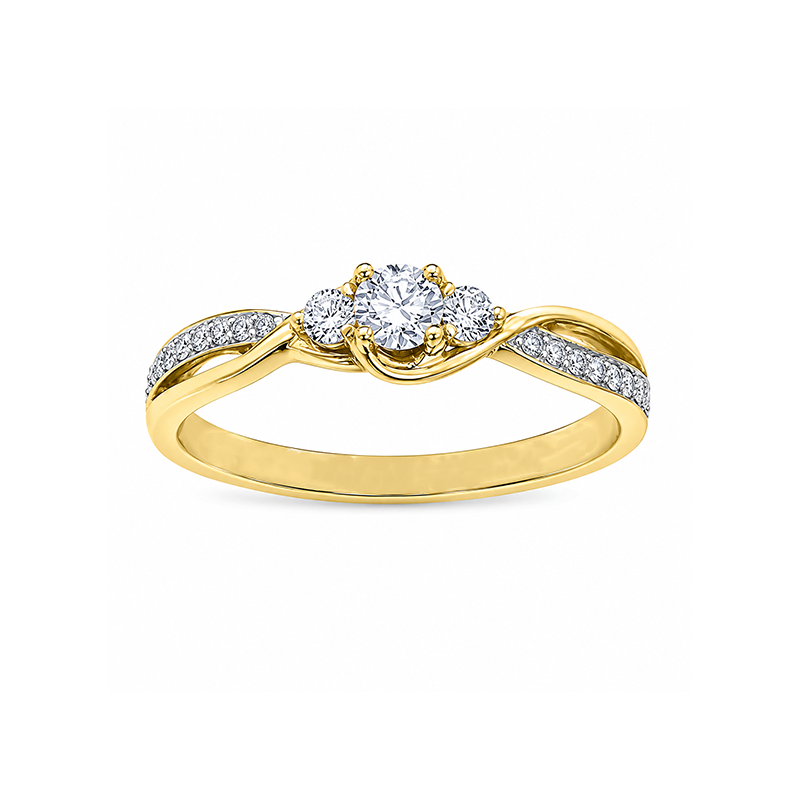 0.23TDW Canadian Diamond Engagement Ring in 10K Yellow Gold