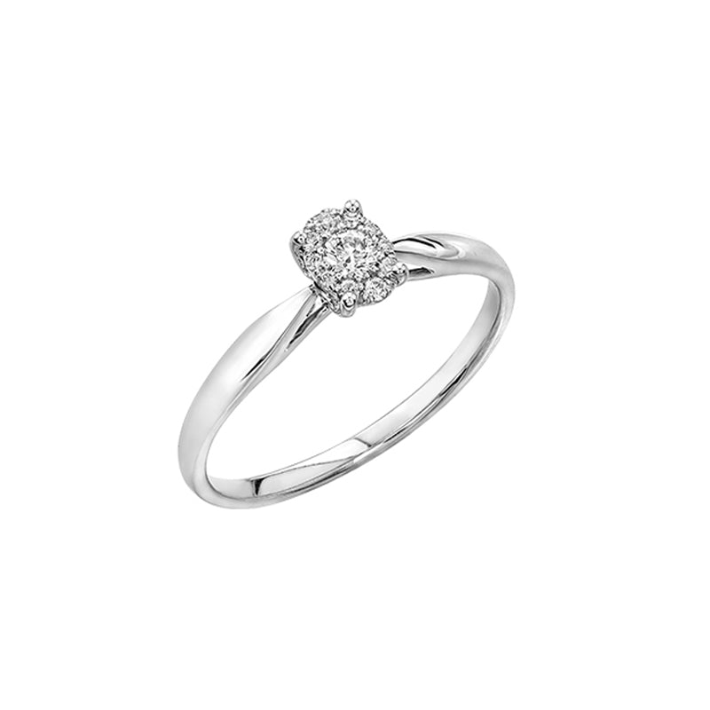 10K White Gold 0.11TDW Diamond Illusion Set Ring