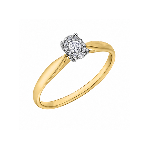10K Yellow Gold 0.12TDW Diamond Illusion Set Ring