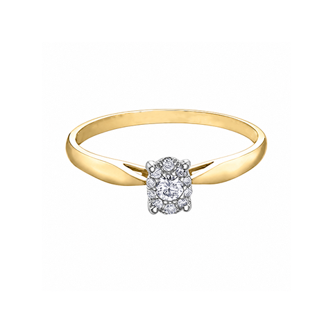 10K Yellow Gold 0.12TDW Diamond Illusion Set Ring