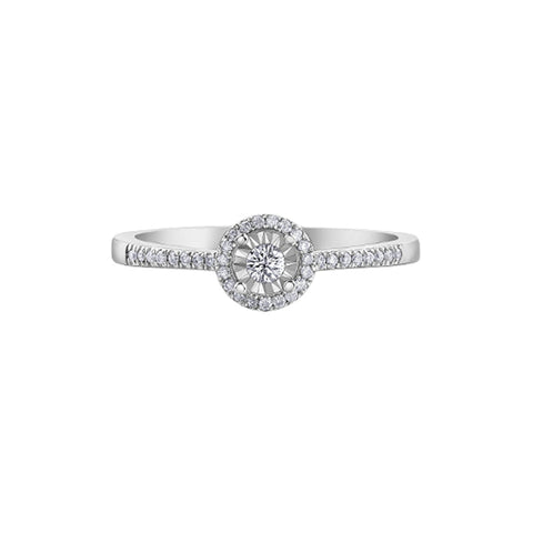 10K White Gold 0.15TDW Diamond Illusion Set Ring