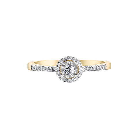 10K Yellow and White Gold 0.15TDW Diamond Promise Ring