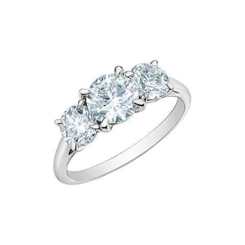 14K White Gold 2.00TDW Lab Grown Diamond Past Present and Future Ring