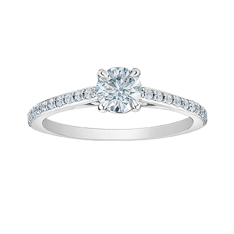 14K White Gold 0.70TDW Lab Grown Diamond Solitaire Ring W/Sides