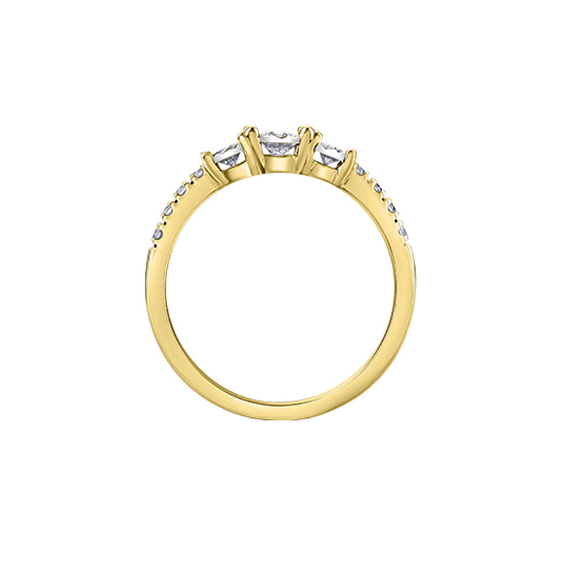 10K Yellow Gold 0.33TDW Diamond Past Present Future Ring