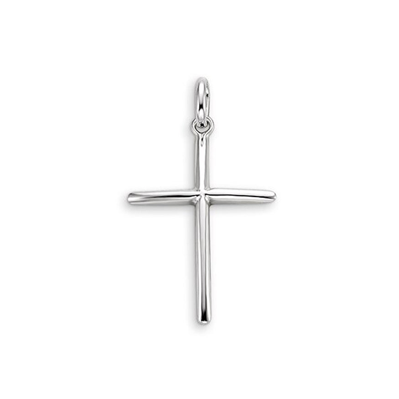 10 Karat White Gold Simple Religious Cross Pendant