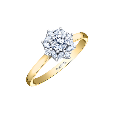 18K Yellow & White Gold Canadian Diamond 0.47TDW Flower Ring
