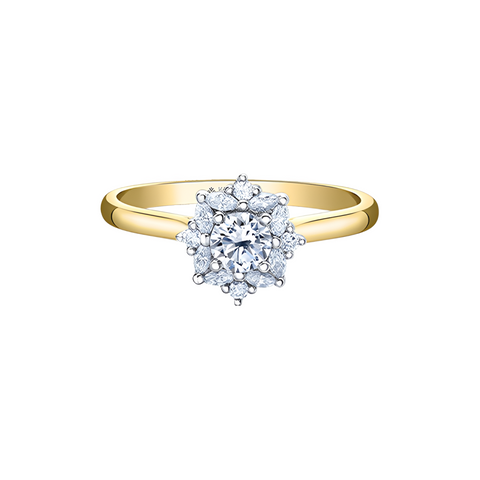 18K Yellow & White Gold Canadian Diamond 0.47TDW Flower Ring