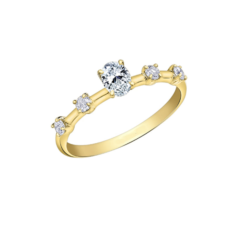 14K Yellow Gold 0.50TDW Canadian Diamond Oval Engagement Ring