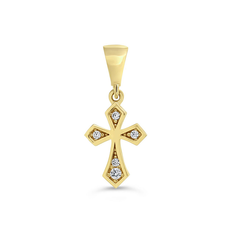 10K Yellow Gold Cubic Zirconia Religious Cross Pendant