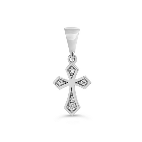 10K White Gold Cubic Zirconia Religious Cross Pendant