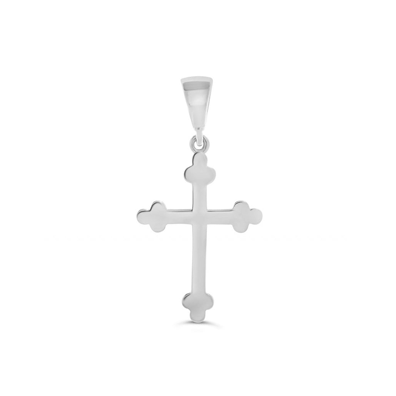 10 Karat White Gold Religious Orthodox Cross Pendant